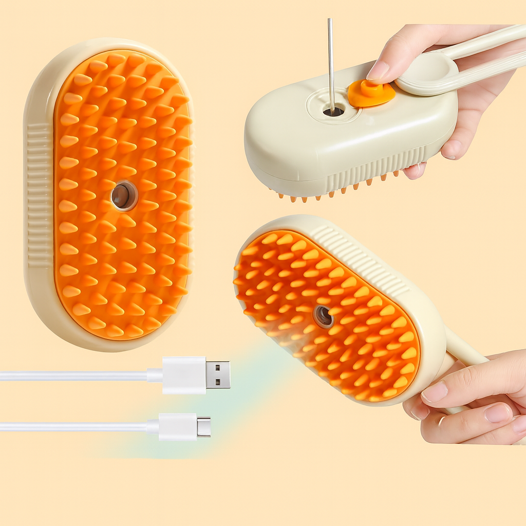 Cepillo Para Mascotas A Vapor Recargable