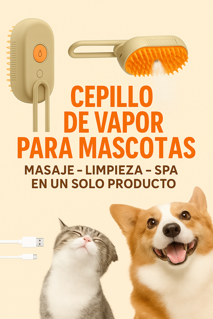 Cepillo Para Mascotas A Vapor Recargable